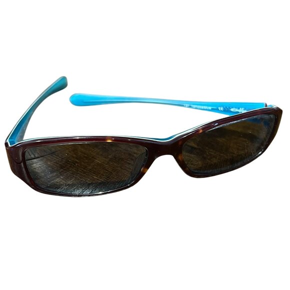 Oakley Womens Tortoise & Blue Emblem 2.0 Rectangular Sunglasses W/ Case - Picture 3 of 9